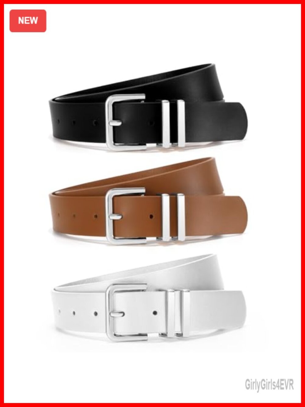3 Pack Women Leather Belt for Jeans Dresses Pants 1.3 inches Fashion Waist